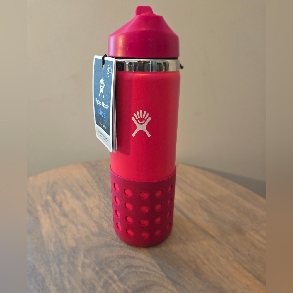 Hydro Flask Kids Wide Mouth Straw Lid and Boot 20 Ounces Pink NWT